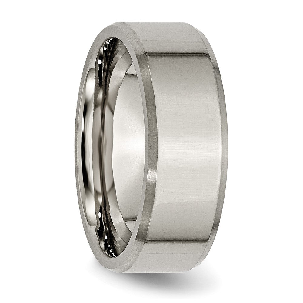 Buy Exclusive 8mm Beveled Edge Titanium Band | Stylish Brushed & Polished Finish
