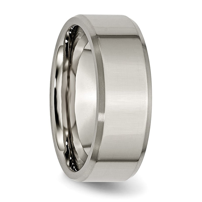 Buy Exclusive 8mm Beveled Edge Titanium Band | Stylish Brushed & Polished Finish-4