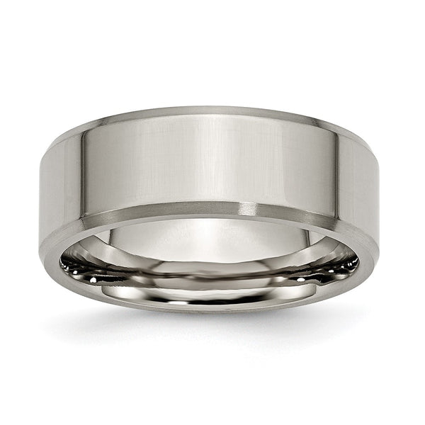 8mm Beveled Edge Titanium Band - Brushed Polished