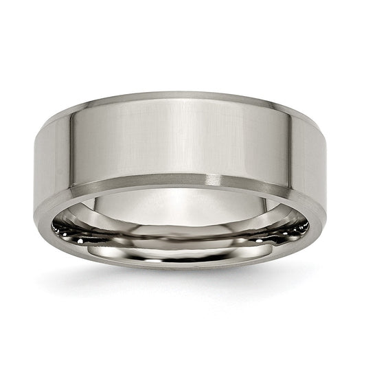 Buy Exclusive 8mm Beveled Edge Titanium Band | Stylish Brushed & Polished Finish