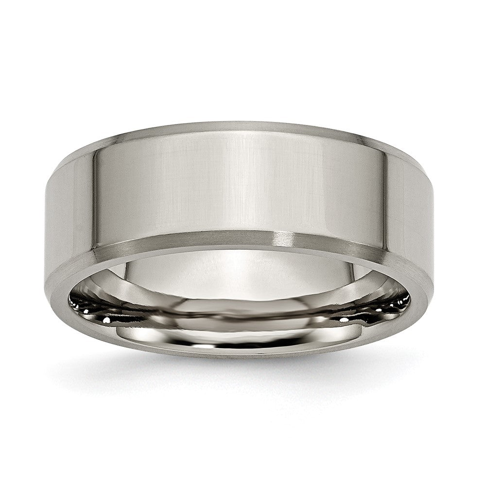 Buy Exclusive 8mm Chisel Beveled Edge Titanium Band - Stylish Brushed Finish