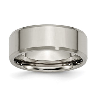 Buy Stylish 8mm Beveled Edge Titanium Band - High-Quality Brushed & Polished