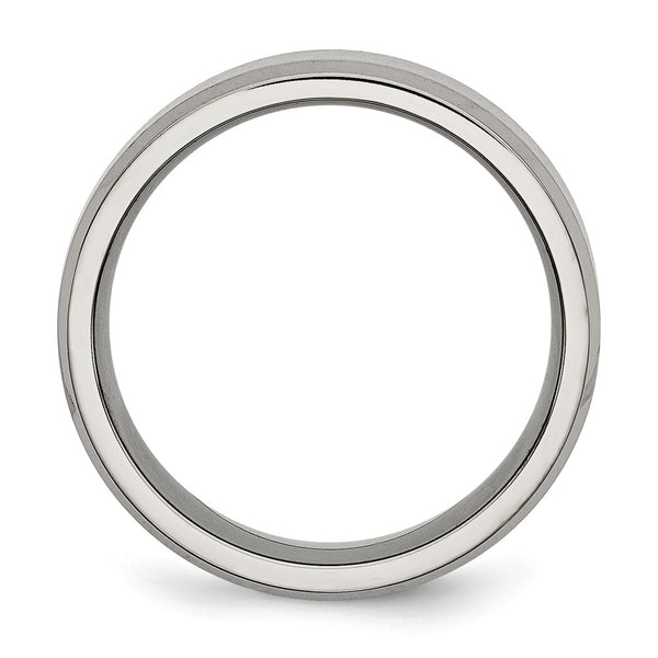 8mm Chisel Titanium Beveled Edge Band - Brushed