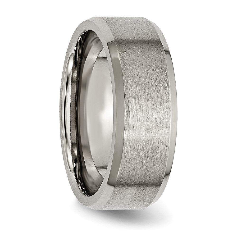 Exclusive 8mm Titanium Beveled Edge Band - Stylish Brushed & Polished Design