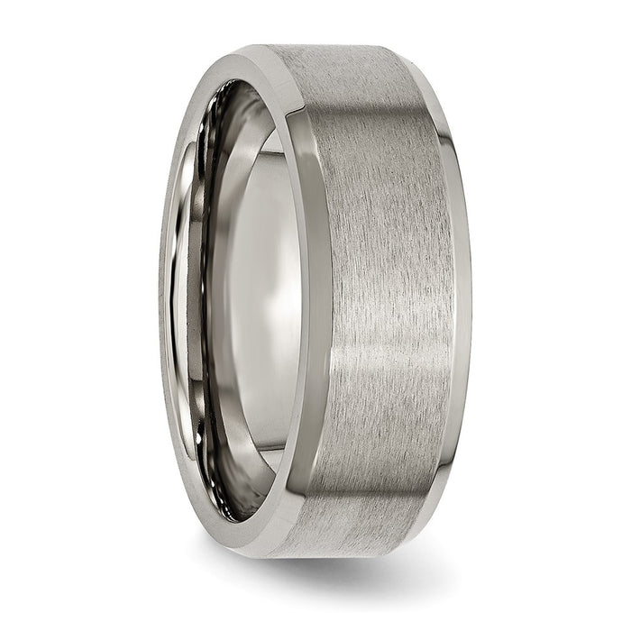 Exclusive 8mm Titanium Beveled Edge Band - Stylish Brushed & Polished Design-4
