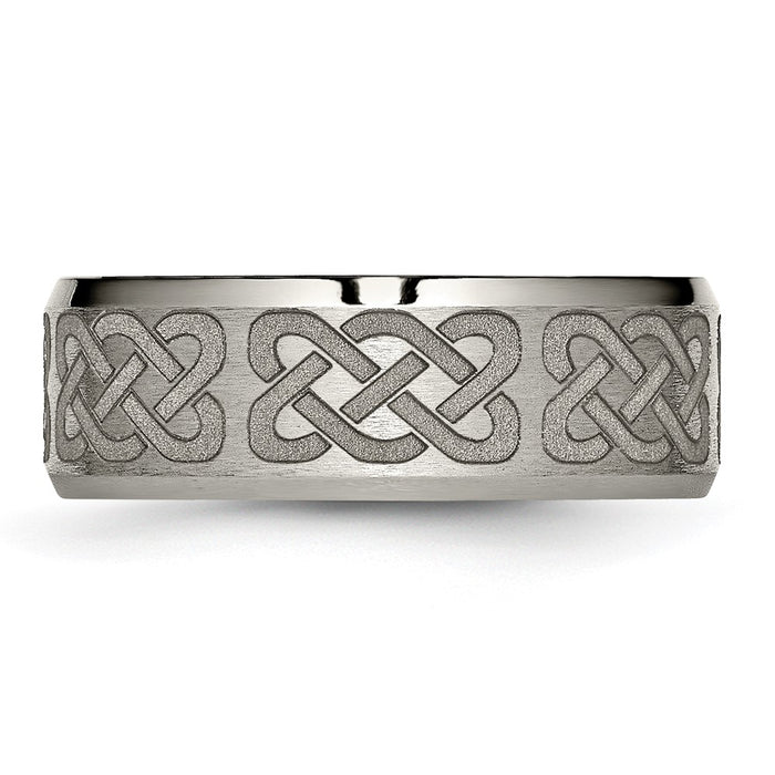 Buy Exclusive Celtic Laser-Engraved 8mm Titanium Band - Stylish & Affordable!-3
