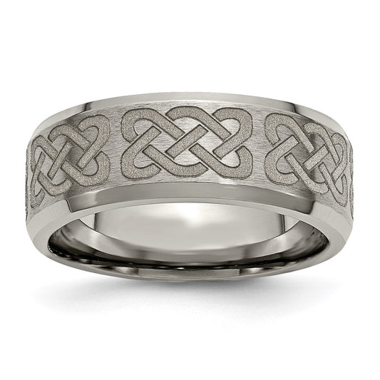 Buy Stylish Celtic Laser-Engraved 8mm Titanium Band | Affordable Luxury Design