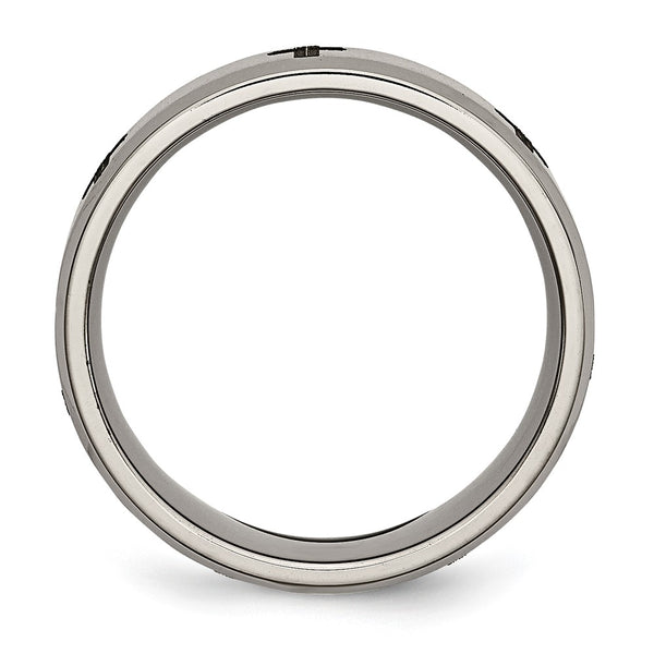 8mm Titanium Beveled Edge Band with Laser