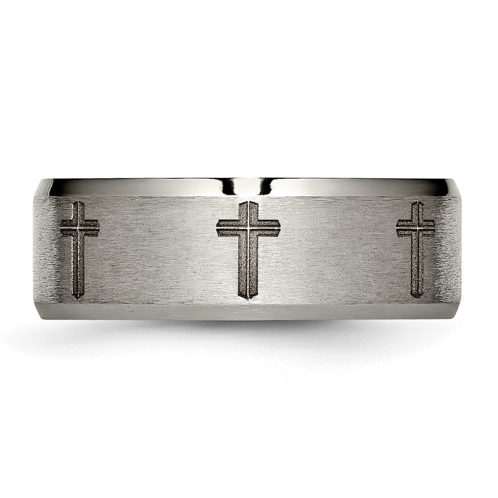 Buy Stylish 8mm Titanium Beveled Edge Band - Exclusive Brushed & Polished Design