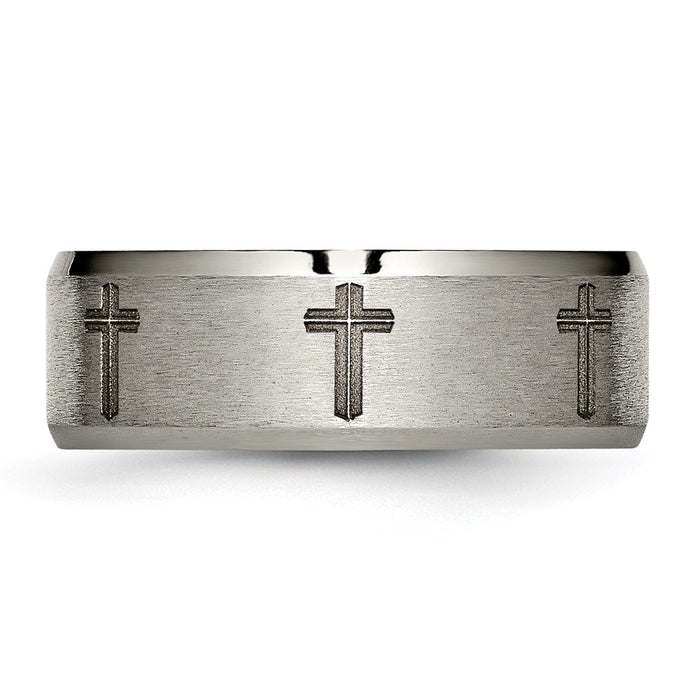 Buy Stylish 8mm Titanium Beveled Edge Band - Exclusive Brushed & Polished Design-3