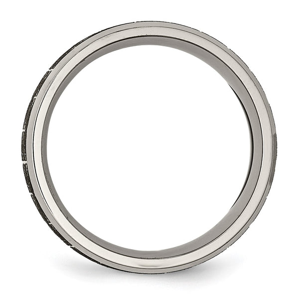 8mm Titanium Beveled Band with Greek Key
