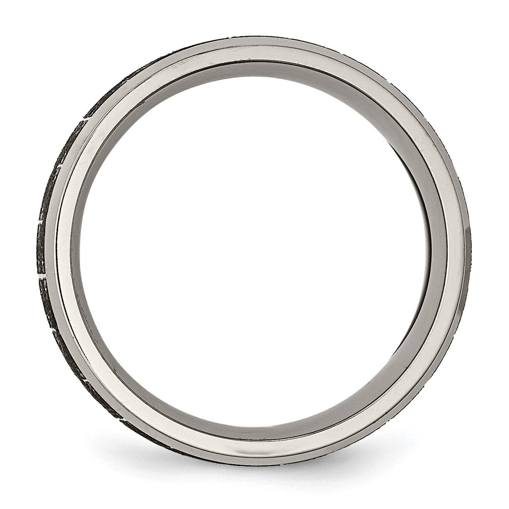 Exclusive 8mm Chiseled Titanium Beveled Band with Greek Key Design - Stylish Value