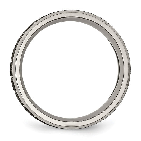Exclusive 8mm Chiseled Titanium Beveled Band with Greek Key Design - Stylish Value