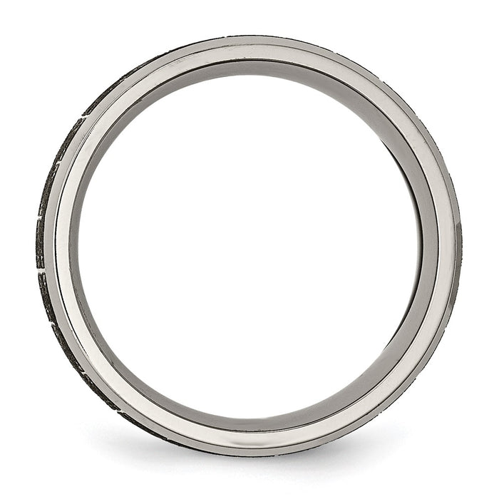 Exclusive 8mm Chiseled Titanium Beveled Band with Greek Key Design - Stylish Value-2