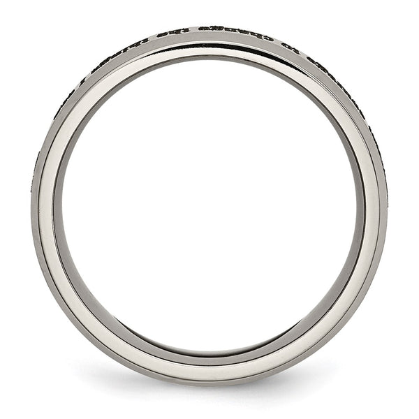 8mm Chiseled Titanium Beveled Band with Laser Engraving