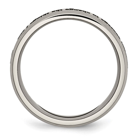Buy Stylish Chiseled Titanium 8mm Beveled Band with Serenity Laser Design