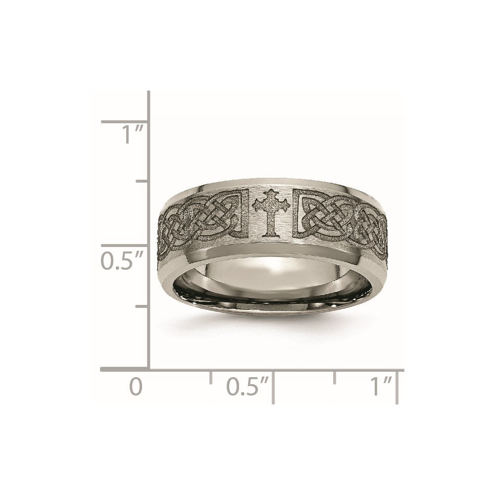 Exclusive Titanium 8mm Beveled Edge Band - Stylish Brushed & Polished Design