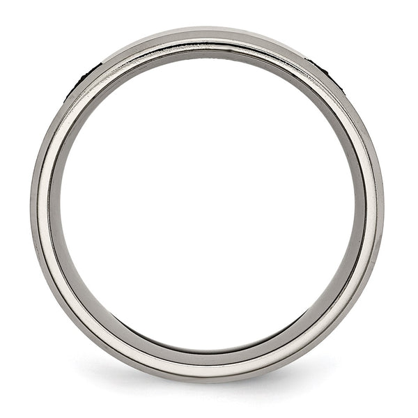 Chiseled Titanium 8mm Beveled Edge Band with Masonic Engraving