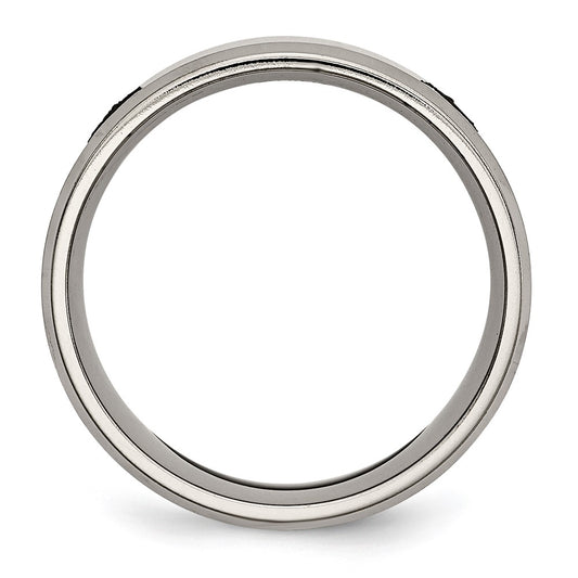 Buy Stylish Chiseled Titanium 8mm Beveled Edge Band with Masonic Design