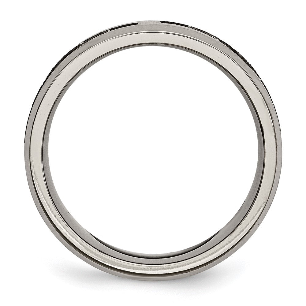 Exclusive 8mm Titanium Beveled Edge Band with Stylish Claddagh Design