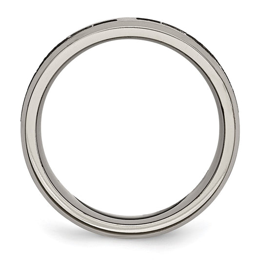 Exclusive 8mm Titanium Beveled Edge Band with Stylish Claddagh Design