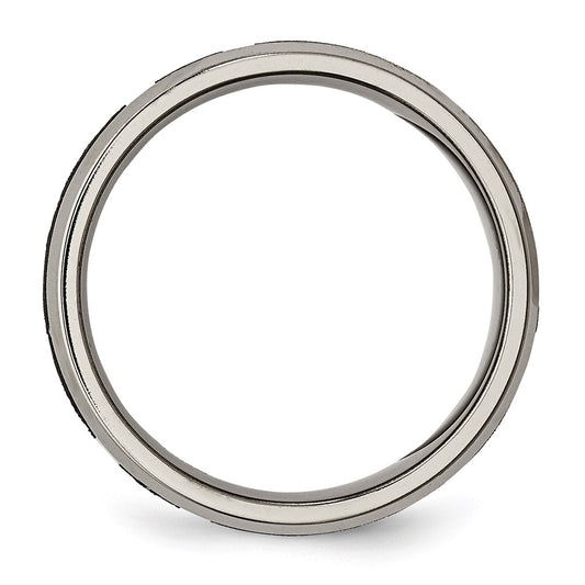 Exclusive 8mm Beveled Edge Titanium Band with Cross Laser Design - Stylish!