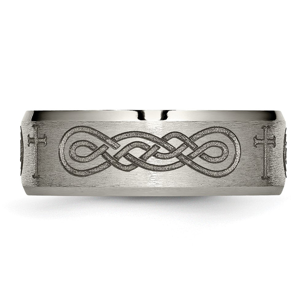 Buy Stylish 8mm Titanium Beveled Edge Band with Brushed & Polished Design