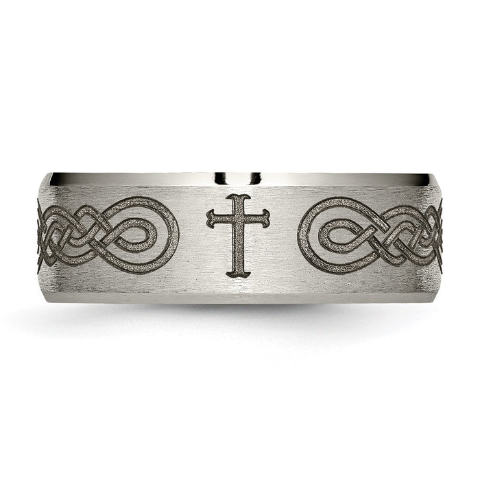 Exclusive 8mm Titanium Beveled Edge Band with Stylish Brushed & Polished Design-4