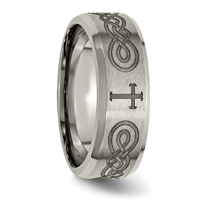 Buy Stylish 8mm Titanium Beveled Edge Band with Brushed & Polished Design-5
