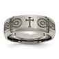 Buy Stylish 8mm Titanium Beveled Edge Band - Brushed & Polished with Cross Design-3