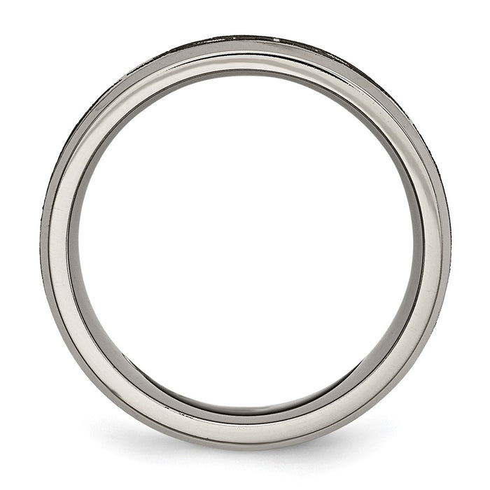 Buy Stylish 8mm Titanium Beveled Edge Band - Brushed & Polished Laser Design-2