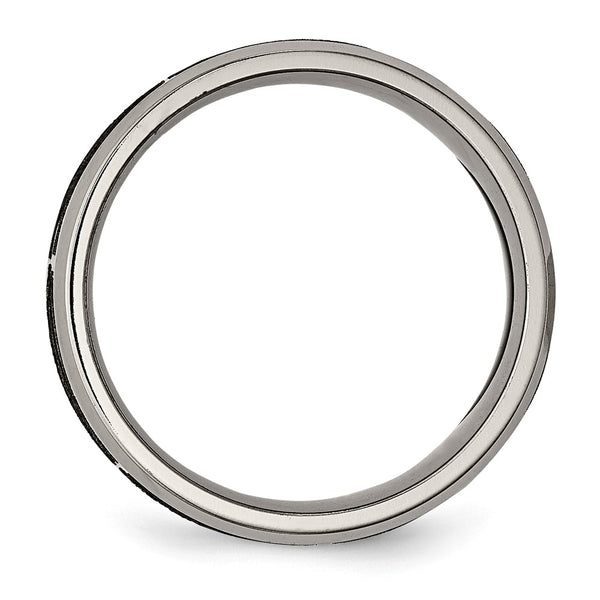 8mm Beveled Edge Band - Chiseled Titanium Flame Laser