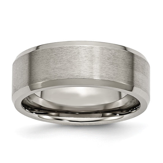 Buy Exclusive 8mm Brushed & Polished Titanium Chisel Band | Luxury Value Ring