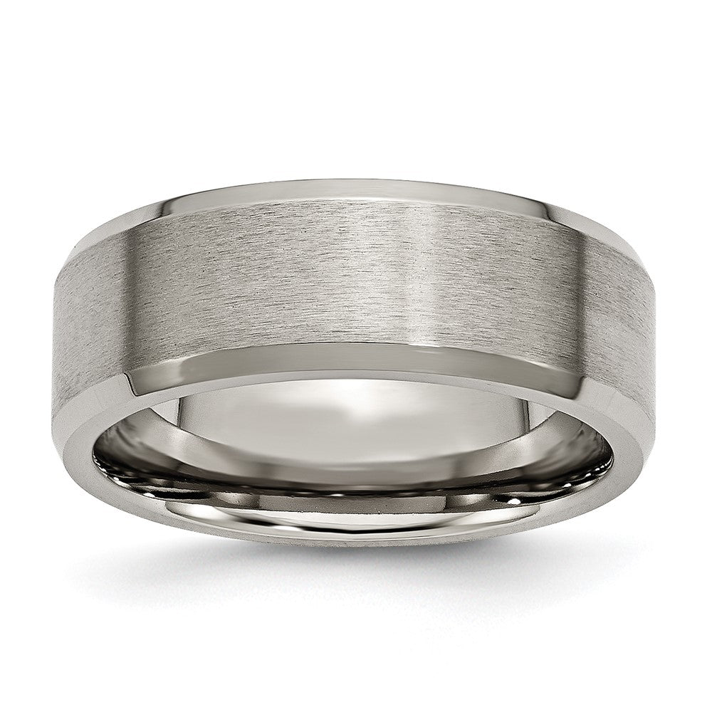 Buy Stylish 8mm Beveled Edge Titanium Band | High-Quality Brushed & Polished Finish