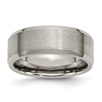 Exclusive 8mm Titanium Beveled Edge Band - Stylish Brushed & Polished Design