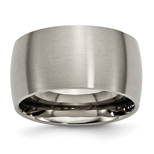 Buy Stylish Brushed Titanium 12mm Half-Round Chisel Band - Affordable Luxury Ring