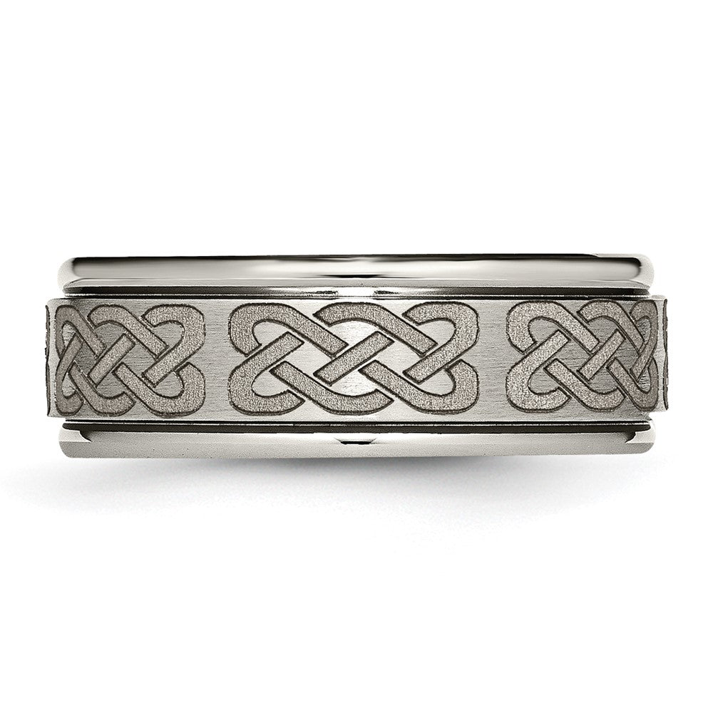 High-Quality 8mm Brushed & Polished Titanium Celtic Band | Stylish Value Ring
