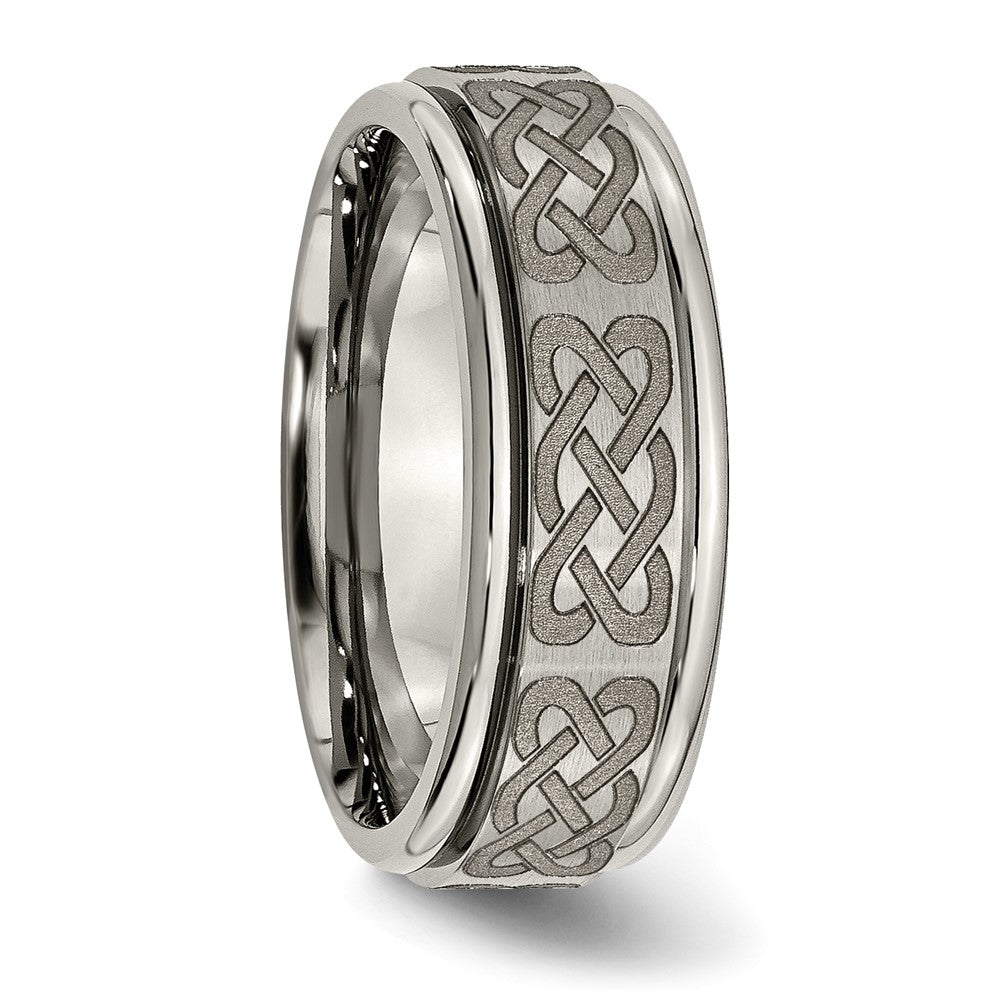Exclusive 8mm Celtic Laser-Engraved Band | Stylish Brushed & Polished Titanium