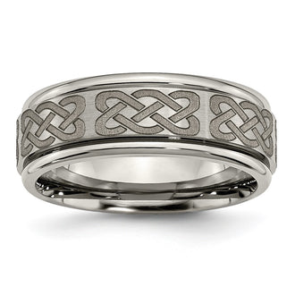 High-Quality 8mm Brushed & Polished Titanium Celtic Band | Stylish Value Ring