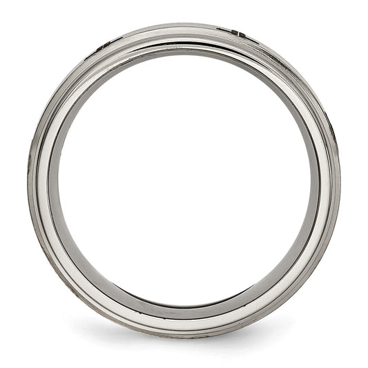 High-Quality 8mm Titanium Ridged Edge Band with Stylish Brushed Finish