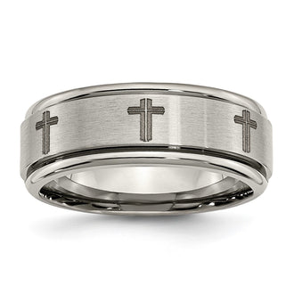 Buy Exclusive 8mm Chiseled Titanium Band with Stylish Laser Design