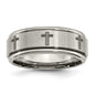 Exclusive 8mm Titanium Brushed Band with Chiseled Cross - Stylish Value Jewelry-1