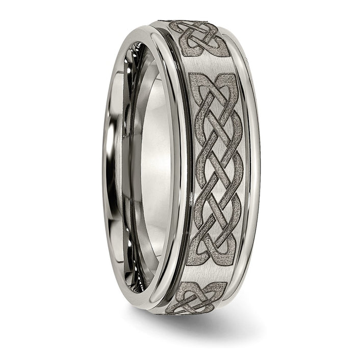 High-Quality 8mm Celtic Laser-Engraved Titanium Band - Stylish & Affordable-4