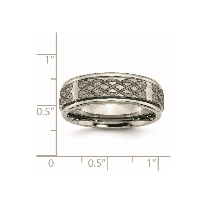 High-Quality Celtic Laser-Engraved 8mm Titanium Band - Stylish & Affordable!-6