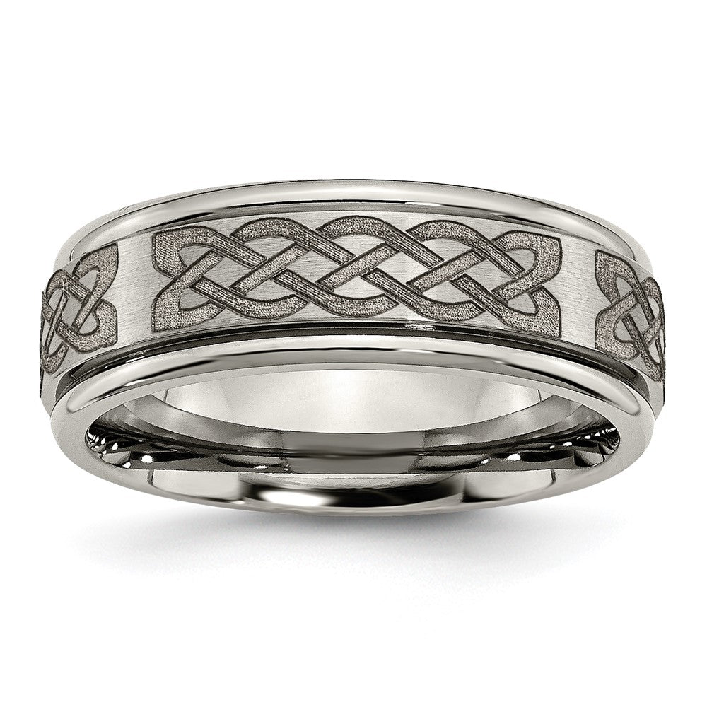 High-Quality 8mm Celtic Laser-Engraved Titanium Band - Stylish & Affordable