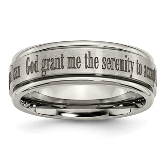 High-Quality 8mm Chiseled Titanium Serenity Band - Stylish Laser-Engraved Design