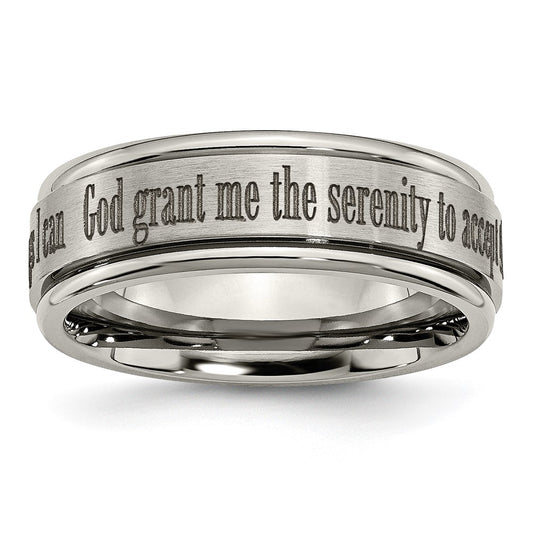 High-Quality 8mm Chiseled Titanium Serenity Band - Stylish Laser-Engraved Edge