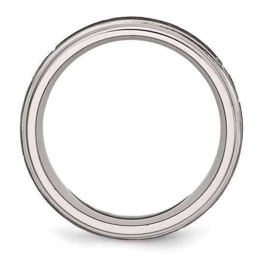 High-Quality 8mm Titanium Ridged Edge Band with Stylish Laser Design