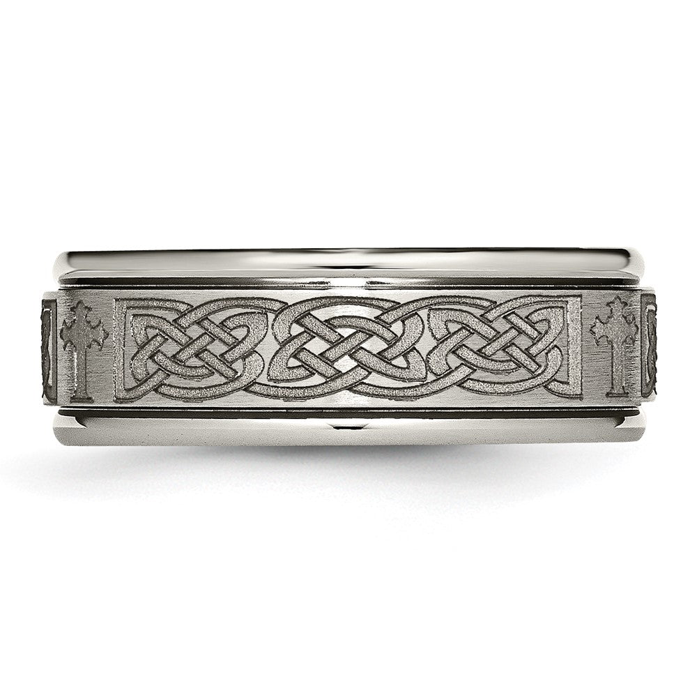High-Quality 8mm Titanium Brushed & Polished Cross Band - Stylish Design!