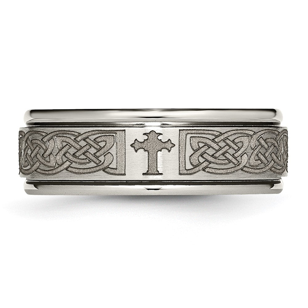 High-Quality 8mm Titanium Brushed & Polished Cross Band - Stylish Design!